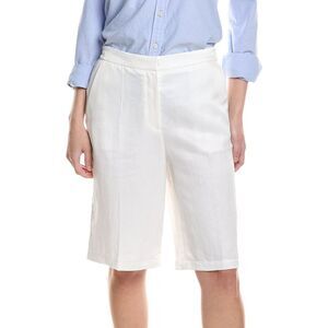 Hugo Boss Womens  Telini Linen-Blend Short, White